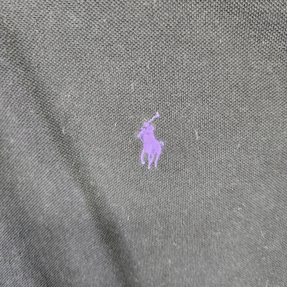Polo Ralph Lauren Mens XL Black Pique Cotton Short Sleeve Polo Shirt Purple Pony